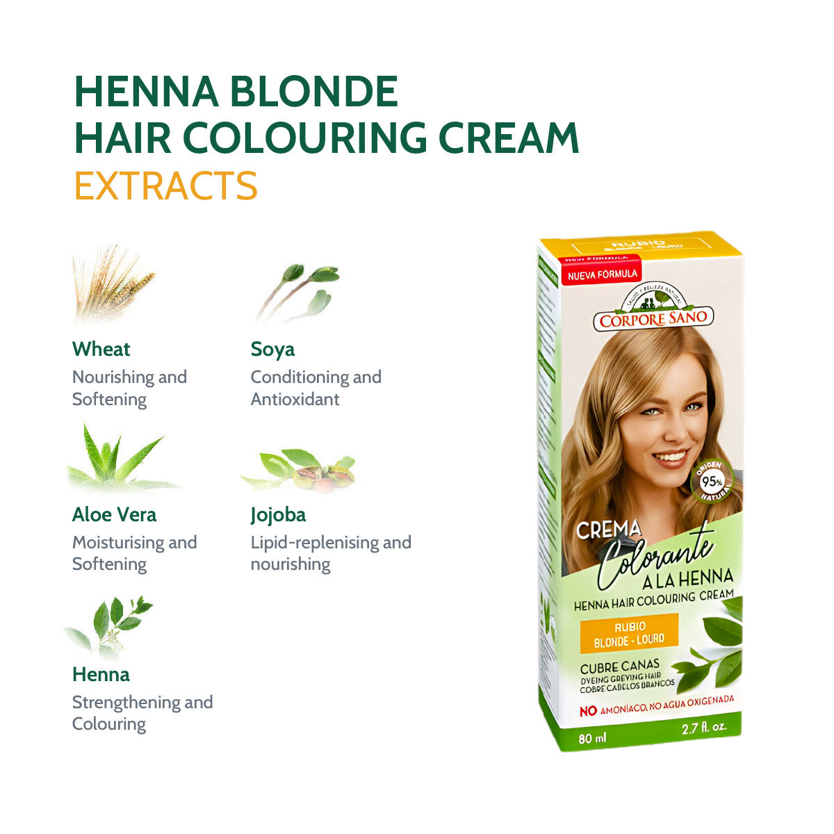 Corpore Sano Henna Colouring Cream - Blonde 80ml (Exp. May 2026)