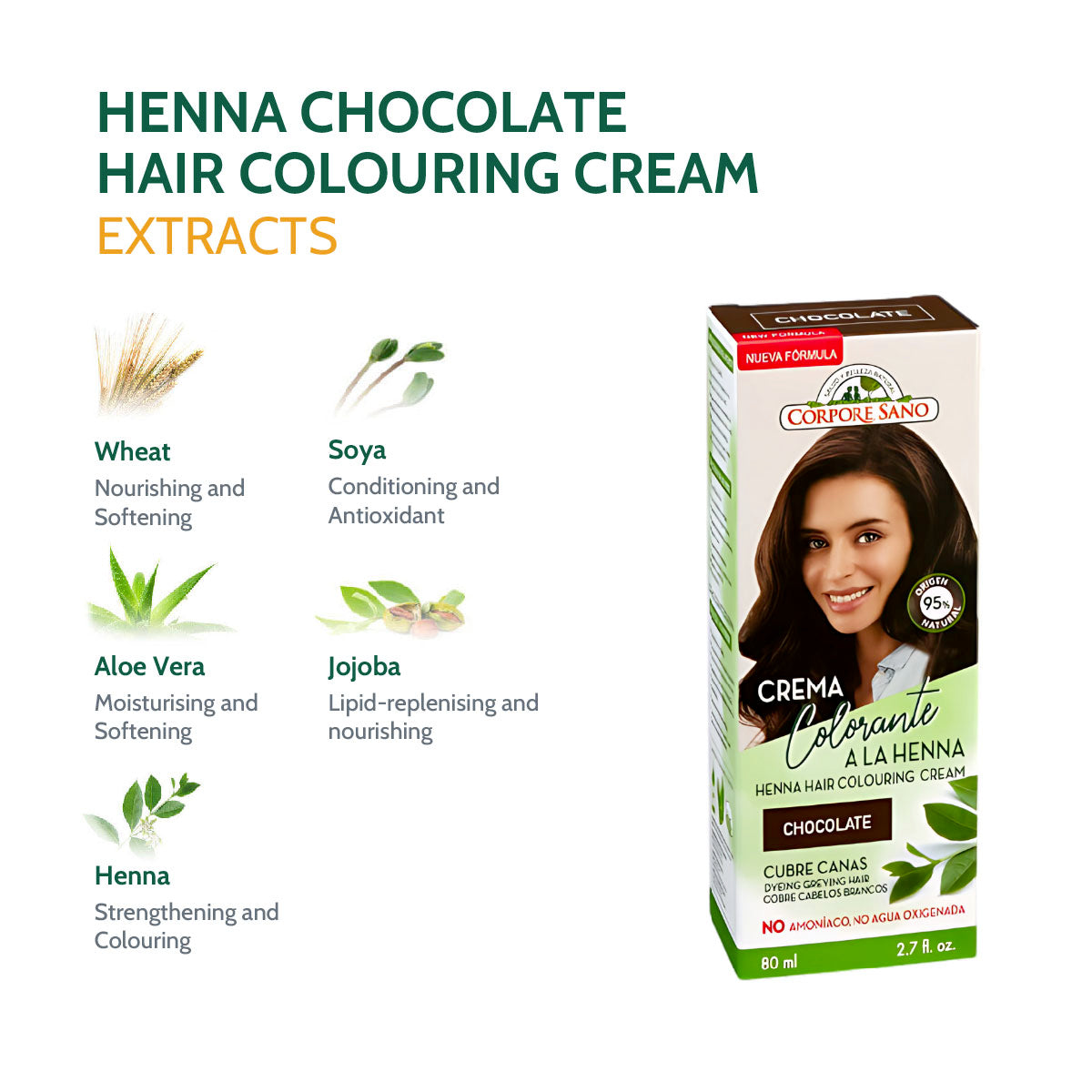 Corpore Sano Henna Colouring Cream - Chocolate 80ml (Exp. May 2026)