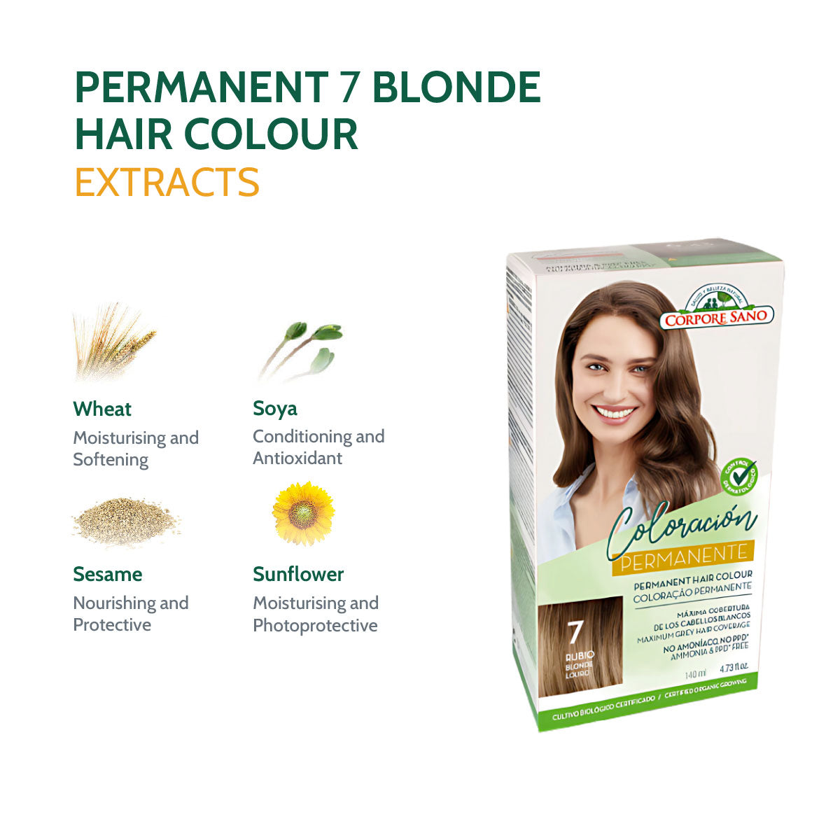 Corpore Sano Permanent Hair Colour 7 - Blonde 140ml (Exp. Feb 2026)