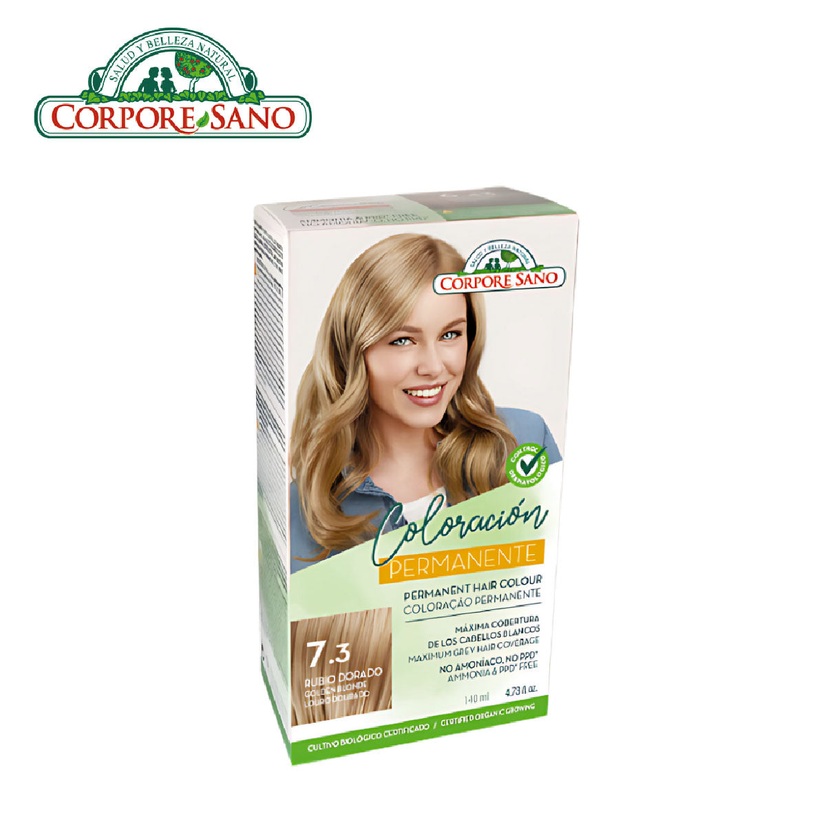 Corpore Sano Permanent Hair Colour 7.3 - Golden Blonde 140ml (Exp. Feb 2026)