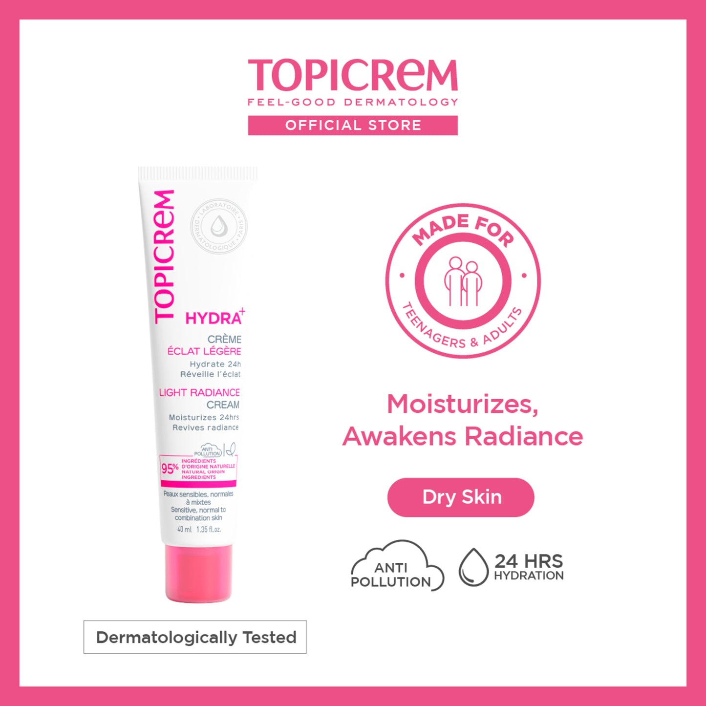 Topicrem Hydra+ Light Radiance Cream 40ml