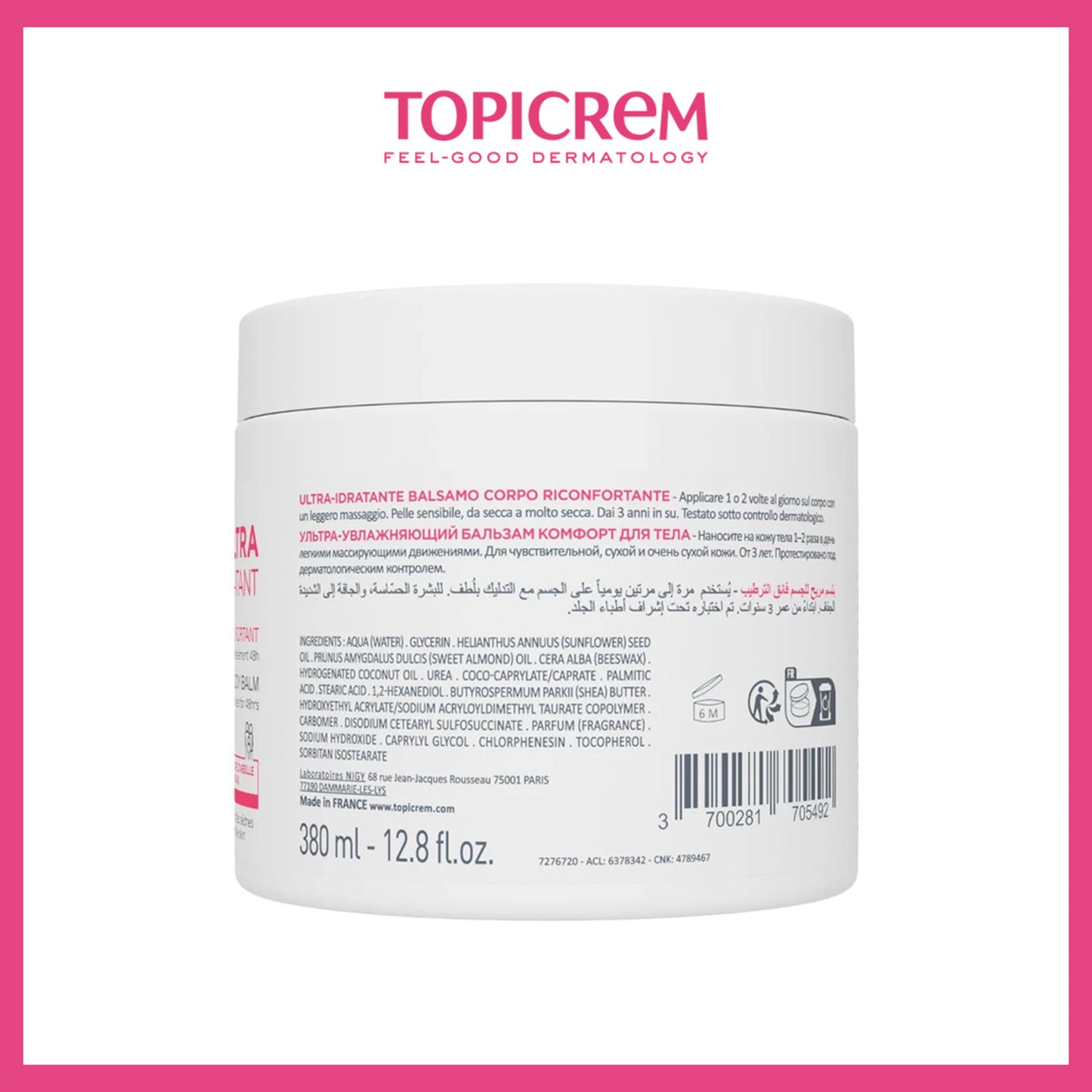 Topicrem Ultra-Moisturizing Comforting Body Balm 380ml