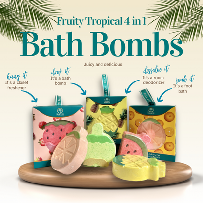 Palm & Co 4 in 1 Fruity Tropical Bath Bombs - 100g